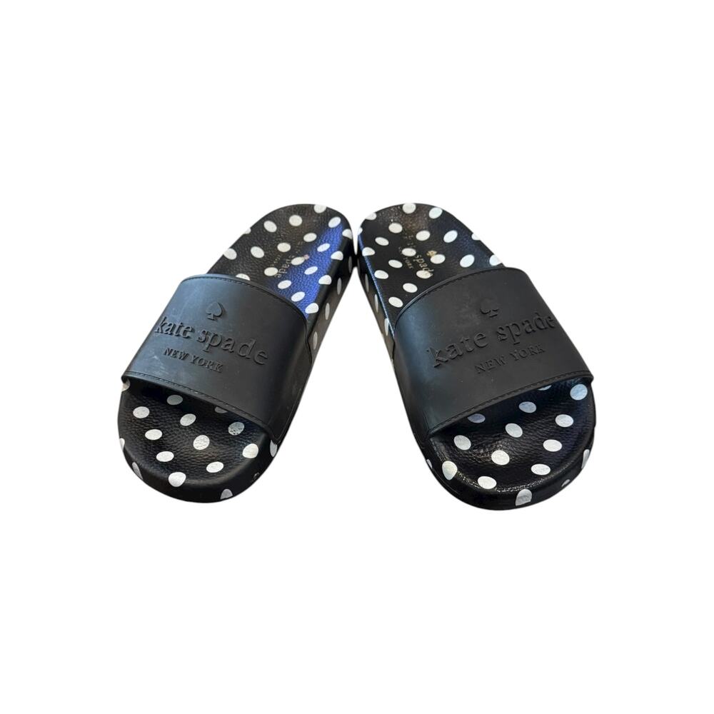 Kate Spade Sunny Black White Polka Dot Slide Sandals Womens 7B EU 37.5 - Picture 4 of 7